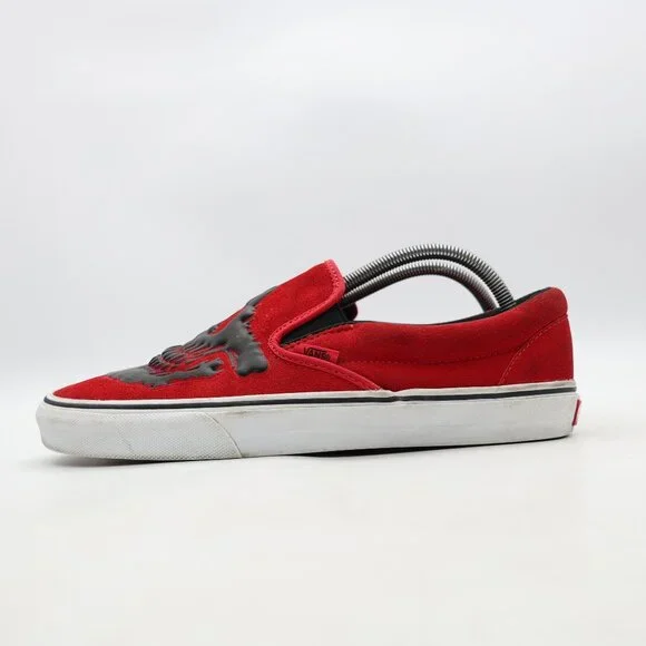 Vans Classic Slip On Jawbones Men's Size 10 Black Red Athletic Sneakers - Picture 4 of 9